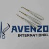 Set of 3 Warwick James dental root elevators with gold titanium tips including straight, left, and right angled instruments.