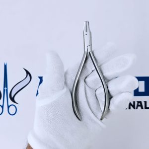Full view of tear drop clear aligner plier showcasing handles and tip