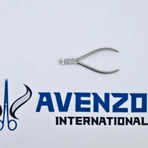 Professional stainless steel micro ring hair extension application pliers displayed on white surface